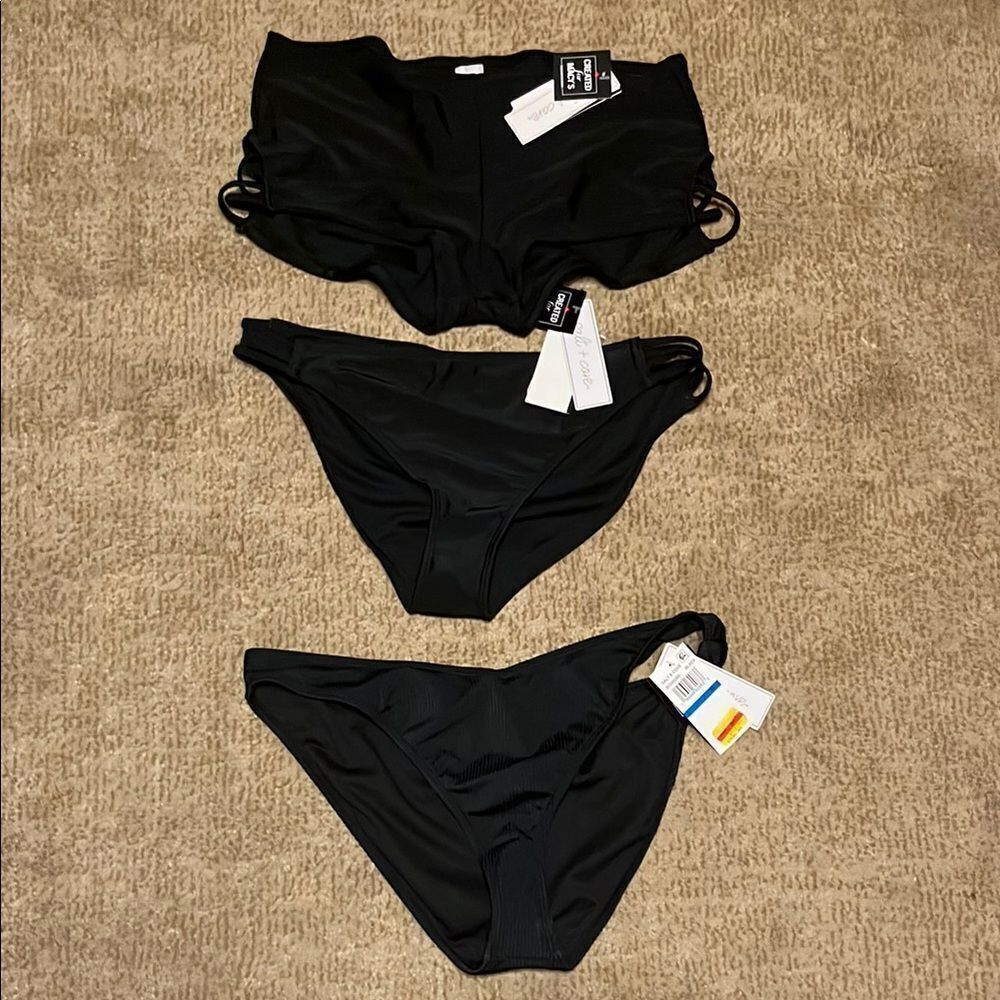 3 NWT Women's Black Swim Bottoms